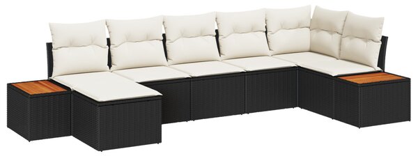 Kerti Kanapé Szett párnával 8 pcs Fekete és Krém Polyrattan