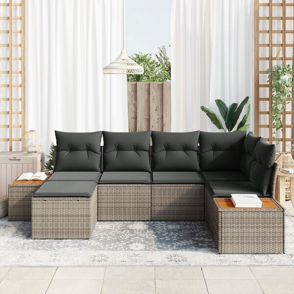 Kerti Kanapé Szett párnával tárolóval 7 pcs Szürke Polyrattan