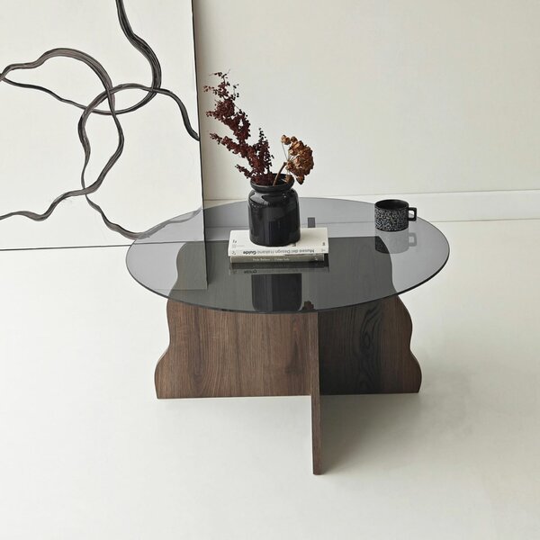 Hanah Home Dohányzóasztal Walnut Fume Butterfly - Dió, Füstös