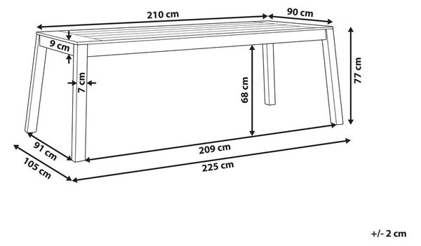 Kerti asztal LIVORNO 210 cm 90 cm Akácfa Barna