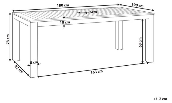 Kerti asztal TUSCANIA 180 cm 100 cm Eukaliptusz fa Sötétbarna