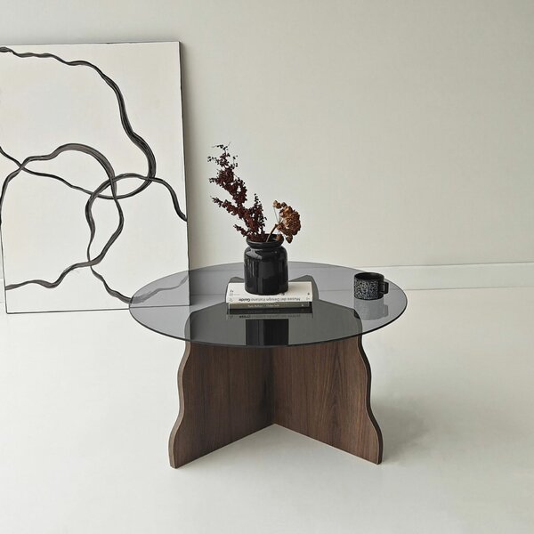 Hanah Home Dohányzóasztal Walnut Fume Butterfly - Dió, Füstös