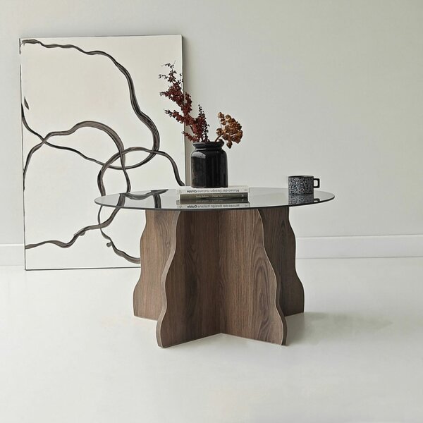 Hanah Home Dohányzóasztal Walnut Fume Butterfly - Dió, Füstös