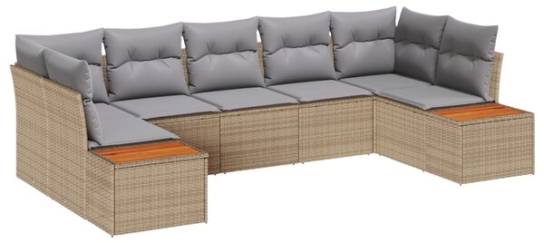Kerti Kanapé Szett 7 pcs Beige és Világosszürke Polyrattan