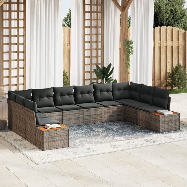 Kerti Kanapé Szett párnával tárolóval 10 pcs Szürke Polyrattan