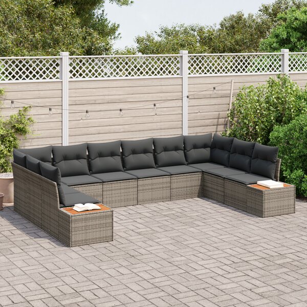 Kerti Kanapé Szett párnával tárolóval 10 pcs Szürke Polyrattan