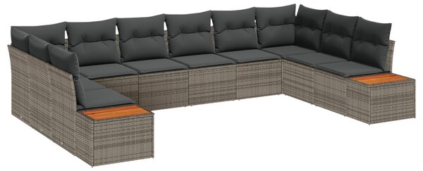 Kerti Kanapé Szett párnával tárolóval 10 pcs Szürke Polyrattan