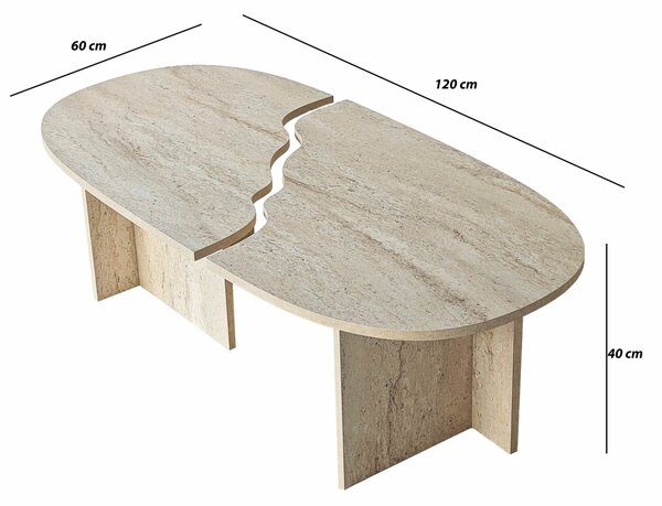 Hanah Home Coffee Table Travertine Missisipi - Travertine