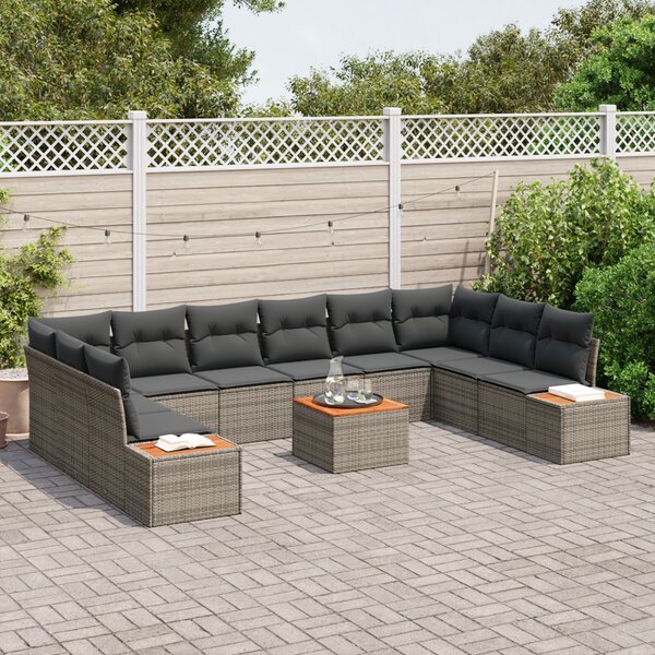 Kerti Kanapé Szett 10 db 10-Ülőhelyek száma Szürke Polyrattan