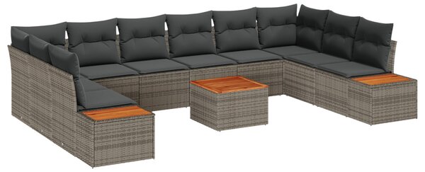 Kerti Kanapé Szett 10 db 10-Ülőhelyek száma Szürke Polyrattan