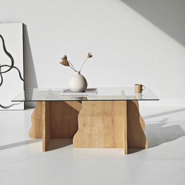 Hanah Home Sapphire Oak Transparent Canyon dohányzóasztal - Sapphire Oak, Transparent