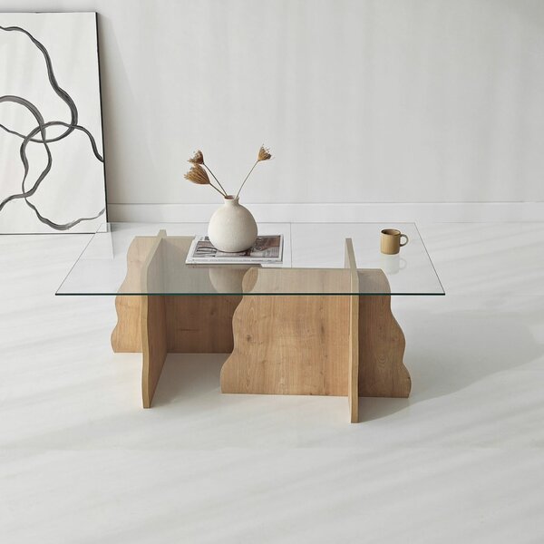 Hanah Home Sapphire Oak Transparent Canyon dohányzóasztal - Sapphire Oak, Transparent