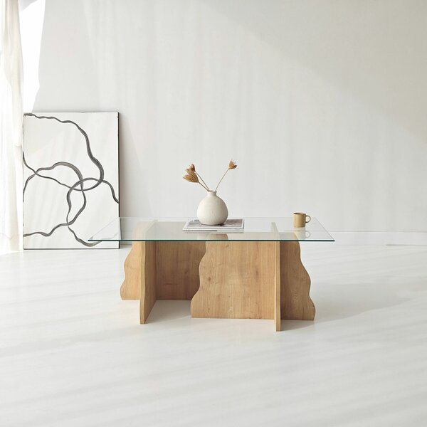 Hanah Home Sapphire Oak Transparent Canyon dohányzóasztal - Sapphire Oak, Transparent