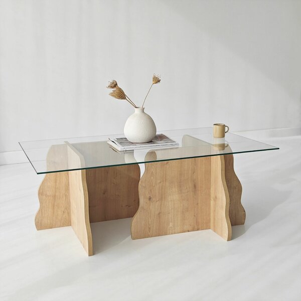 Hanah Home Sapphire Oak Transparent Canyon dohányzóasztal - Sapphire Oak, Transparent