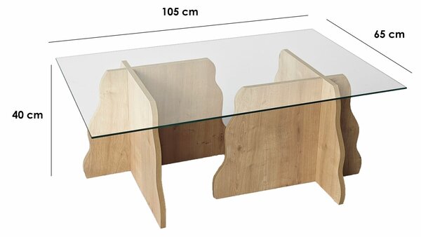 Hanah Home Sapphire Oak Transparent Canyon dohányzóasztal - Sapphire Oak, Transparent