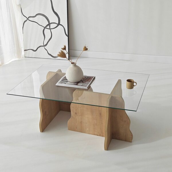 Hanah Home Sapphire Oak Transparent Canyon dohányzóasztal - Sapphire Oak, Transparent