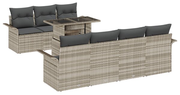 Kerti Kanapé Szett 8 db Világosszürke [Műanyag]: Poly Rattan