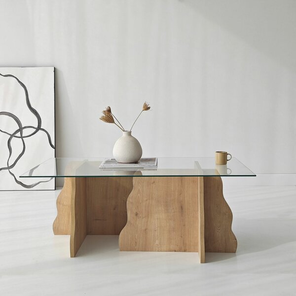 Hanah Home Sapphire Oak Transparent Canyon dohányzóasztal - Sapphire Oak, Transparent