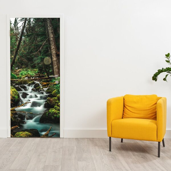 Fotótapéta ajtóra - Patak az erdőben (95x205cm)