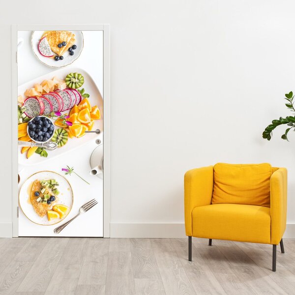 Fotótapéta ajtóra - Gyümölcsös tányér az asztalon (95x205cm)