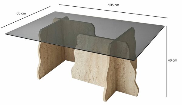 Hanah Home Coffee Table Travertine Fume Canyon - Travertine, Fume