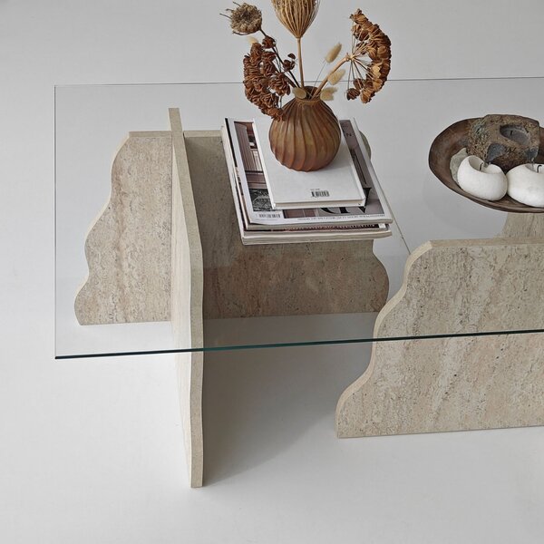 Hanah Home Travertine Transparent Canyon dohányzóasztal - Travertine, átlátszó