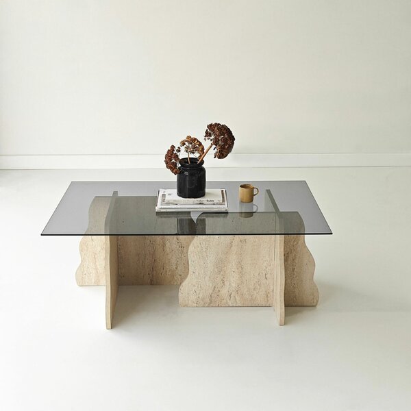 Hanah Home Coffee Table Travertine Fume Canyon - Travertine, Fume