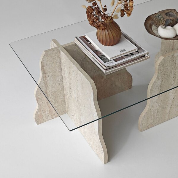 Hanah Home Travertine Transparent Canyon dohányzóasztal - Travertine, átlátszó
