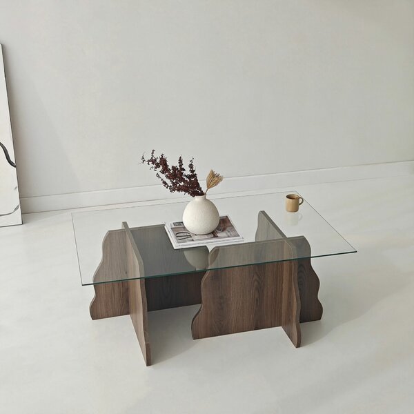 Hanah Home Dohányzóasztal Walnut Transparent Canyon - Diófa, Átlátszó