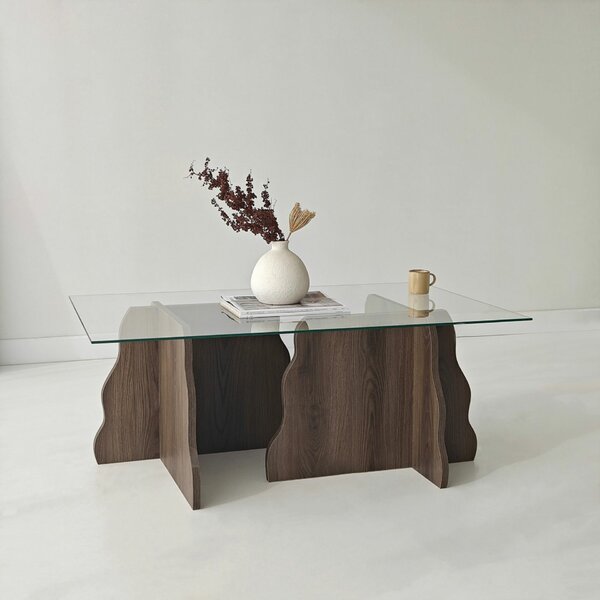 Hanah Home Dohányzóasztal Walnut Transparent Canyon - Diófa, Átlátszó