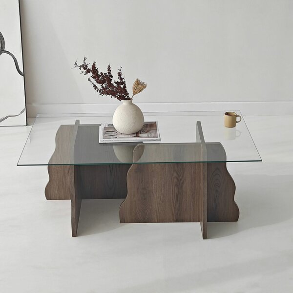 Hanah Home Dohányzóasztal Walnut Transparent Canyon - Diófa, Átlátszó