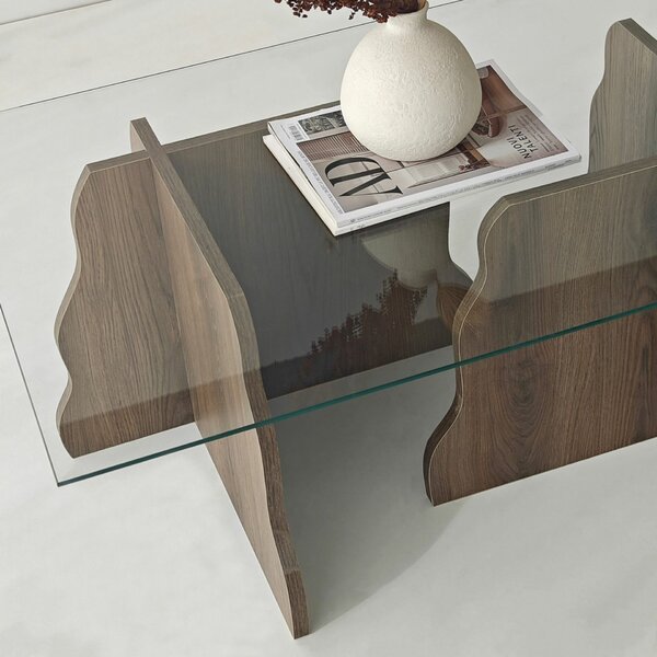 Hanah Home Dohányzóasztal Walnut Transparent Canyon - Diófa, Átlátszó
