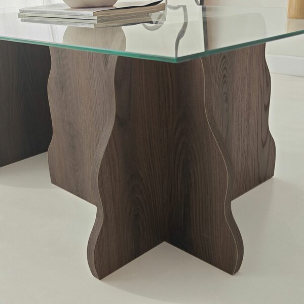 Hanah Home Dohányzóasztal Walnut Transparent Canyon - Diófa, Átlátszó
