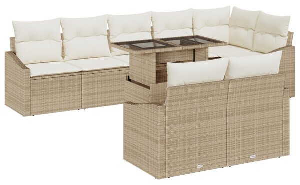 Kerti Kanapé Szett párnával tárolóval 9 pcs Beige és krém
