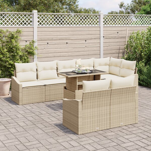 Kerti Kanapé Szett párnával tárolóval 9 pcs Beige és krém