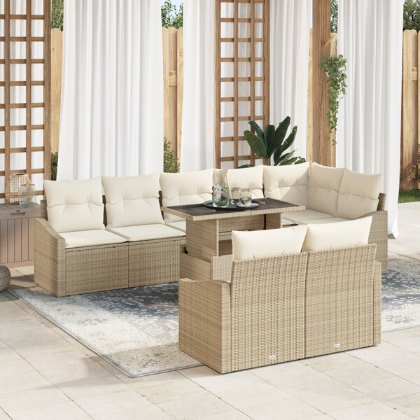 Kerti Kanapé Szett párnával tárolóval 9 pcs Beige és krém