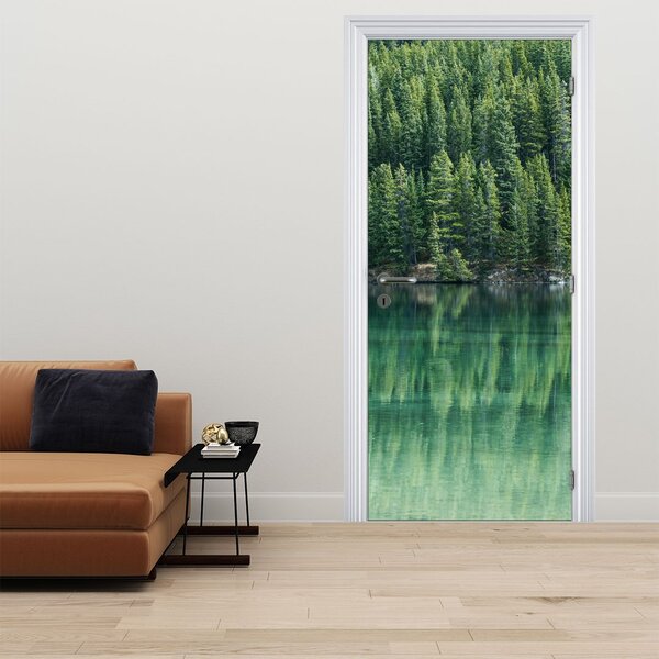Fotótapéta ajtóra - Tűlevelűek a tó mellett (95x205cm)