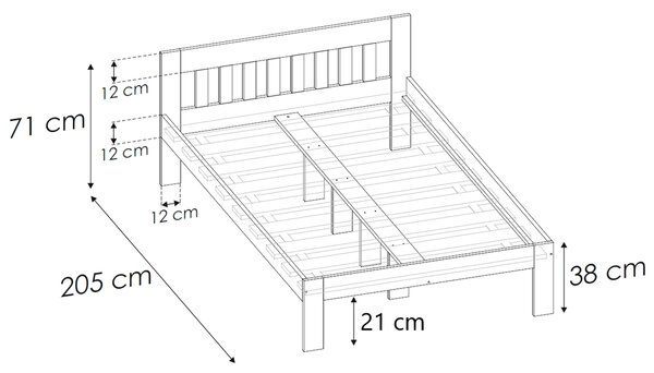 DUBHE egyszemélyes tömör fa ágy 120x200 - fehér