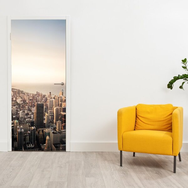 Fotótapéta ajtóra - Naplemente a város felett (95x205cm)
