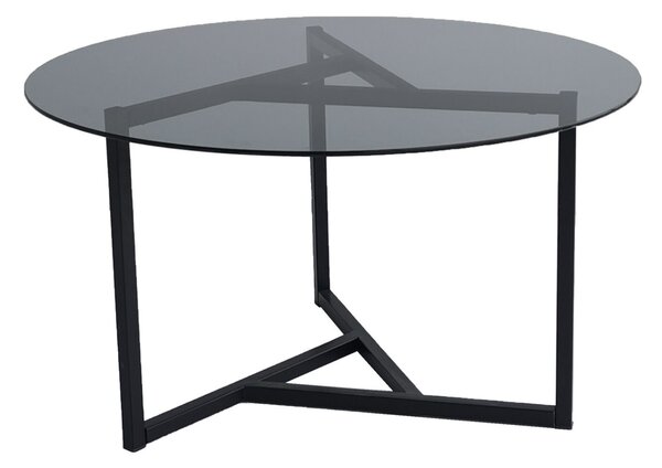 Hanah Home Dohányzóasztal, Füstös Fekete Trio sehpa / füme temperli üveg S402F