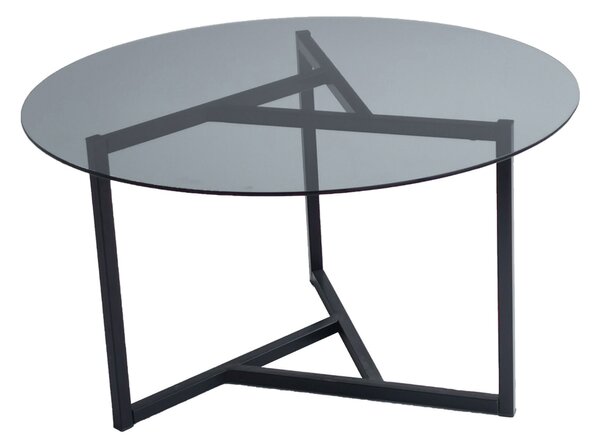 Hanah Home Dohányzóasztal, Füstös Fekete Trio sehpa / füme temperli üveg S402F