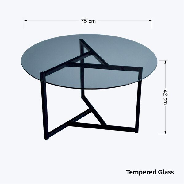 Hanah Home Dohányzóasztal, Füstös Fekete Trio sehpa / füme temperli üveg S402F