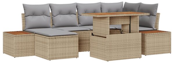 Kerti Kanapé Szett tárolóval 7 pcs Bézs Poli rattan