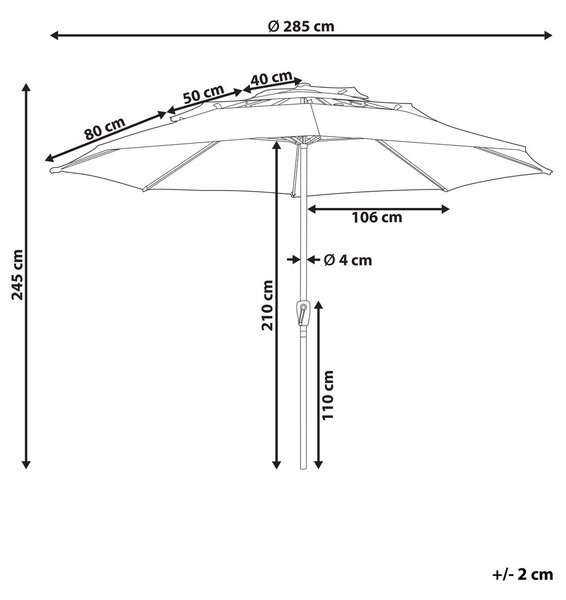 Napernyő 285 cm BIBIONE Smaragdzöld