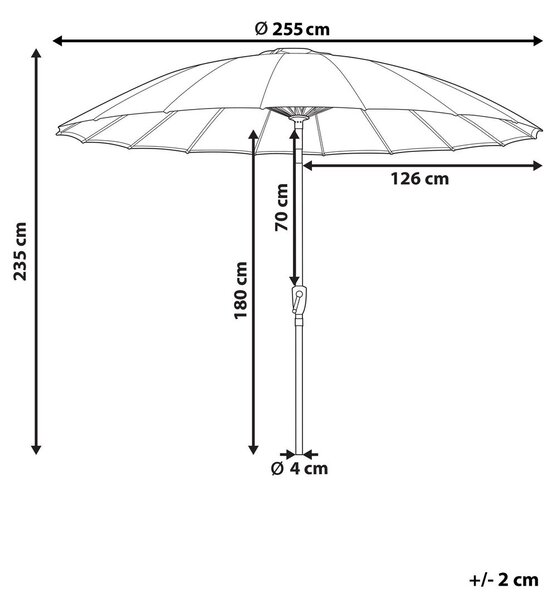 Napernyő 255 cm BAIA Sötétpiros