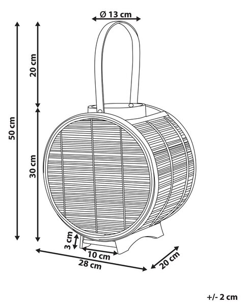 Lámpás BISTAL Rattan 30 cm Természetes
