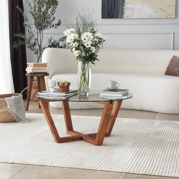 Hanah Home Coffee Table Wooden Lotus