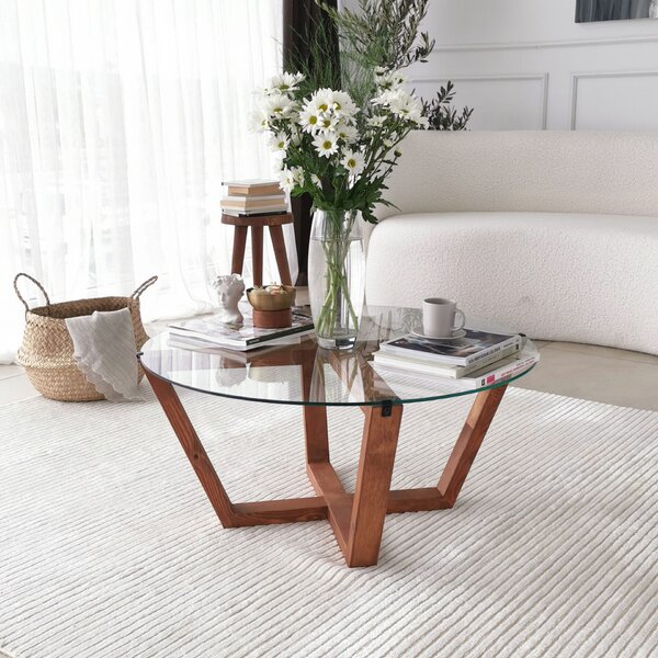 Hanah Home Coffee Table Wooden Lotus