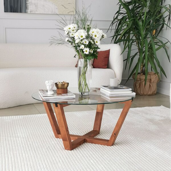Hanah Home Coffee Table Wooden Lotus