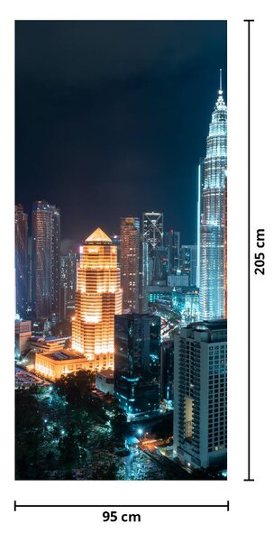 Fotótapéta ajtóra - Éjszaka Kuala Lumpurban (95x205cm)